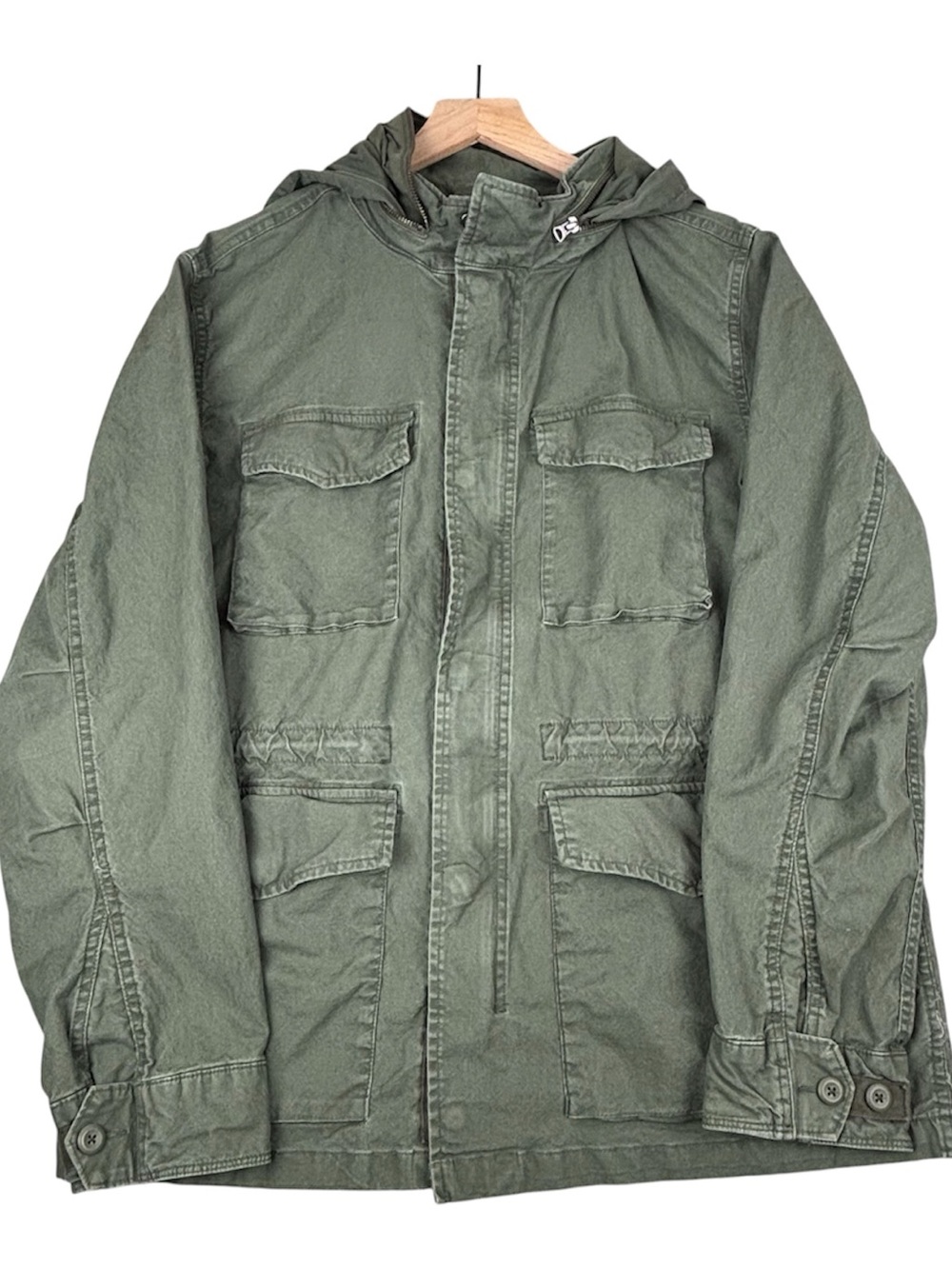 Old Navy Jacket Women XL Olive Green Canvas Full Zip Military Utility Field Coat
